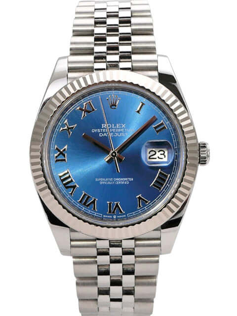 Rolex Datejust 41 Oystersteel Weißgold 126334 Blau Römisch Jubile-Band mit blauem Zifferblatt und Jubilé-Armband