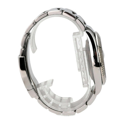 Rolex Datejust 41 Edelstahl Weißgold 126334 Mint Green seitliche Ansicht mit poliertem Gehäuse