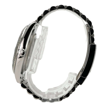 Rolex Datejust 41 Edelstahl Weißgold 126334 Mint Green Jubile-Band seitliche Ansicht mit Jubilé Armband.