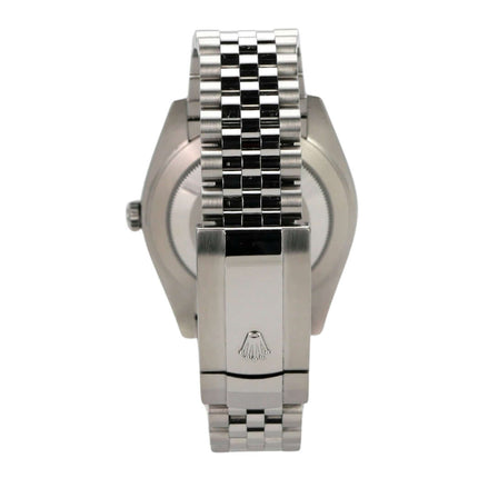 Rolex Datejust 41 Edelstahl Weißgold 126334 Mint Green Jubile-Band Rückansicht mit Jubile Armband.