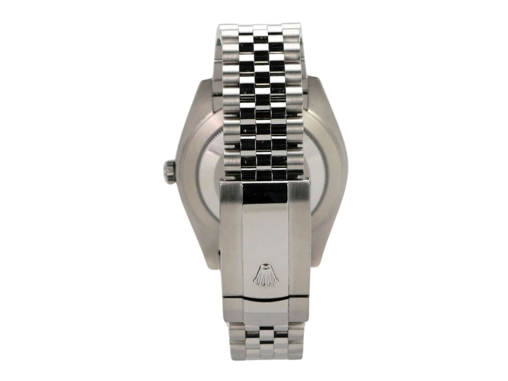 Rolex Datejust 41 Edelstahl Weißgold 126334 Mint Green Jubile-Band Rückansicht mit Jubile Armband.