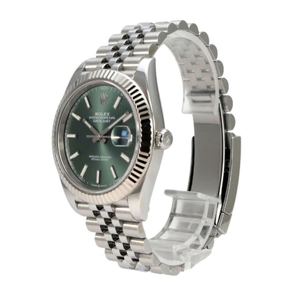 Rolex Datejust 41 Edelstahl Weißgold 126334 Mint Green Jubile-Band mit mintgrünem Zifferblatt und Jubile Armband