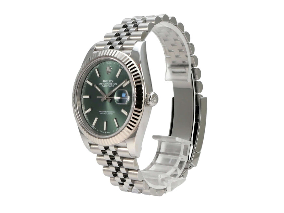 Rolex Datejust 41 Edelstahl Weißgold 126334 Mint Green Jubile-Band mit mintgrünem Zifferblatt und Jubile Armband