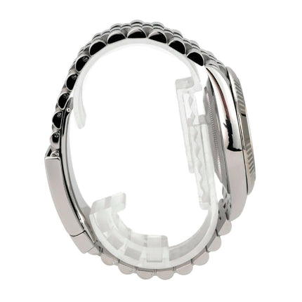 Rolex Datejust 41 Edelstahl Weißgold 126334 Mint Green Jubile-Band seitliche Ansicht des Armbands aus Edelstahl