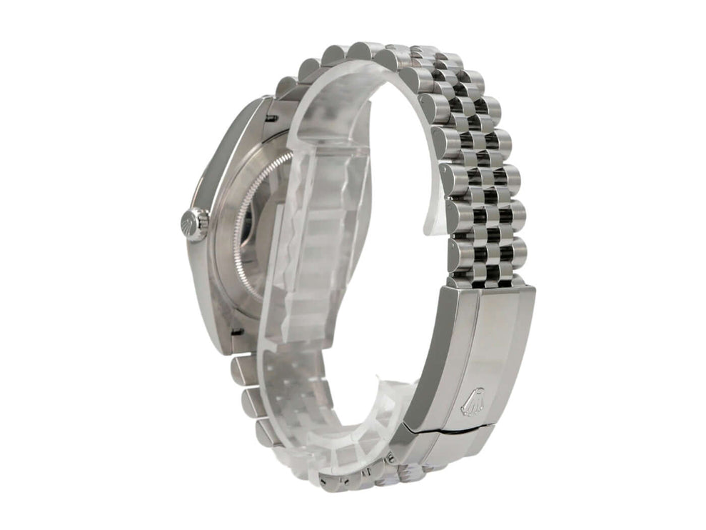 Rolex Datejust 41 Edelstahl Weißgold 126334 Mint Green Jubile-Band mit poliertem und satiniertem Jubile-Armband.