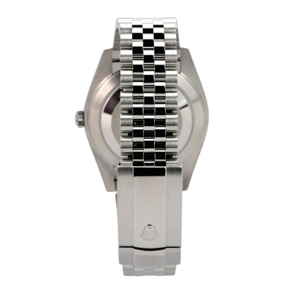 Rolex Datejust 41 Edelstahl Weißgold 126334 Mint Green Jubile-Band Rückansicht mit Jubile-Armband