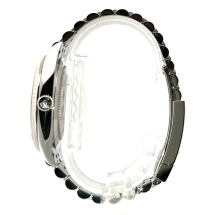 Rolex Datejust 41 Edelstahl Weißgold 126334, Seitenansicht mit Jubile-Band und mintgrünem Zifferblatt