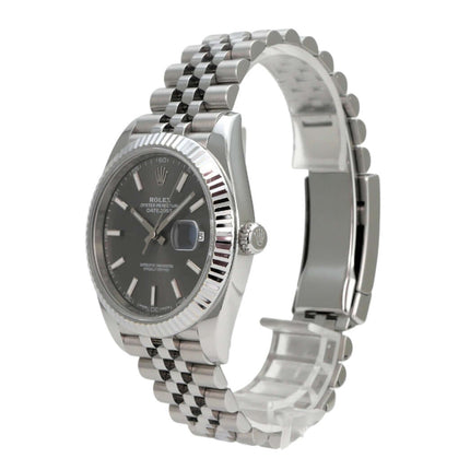 Rolex Datejust 41 Edelstahl Weißgold 126334 Rhodium Jubile-Band, Stahlarmband und geriffelte Lünette