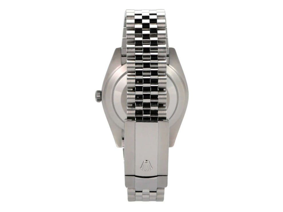 Rolex Datejust 41 Edelstahl Weißgold 126334 Rhodium Jubile-Band Rückansicht mit Jubile Armband aus Edelstahl