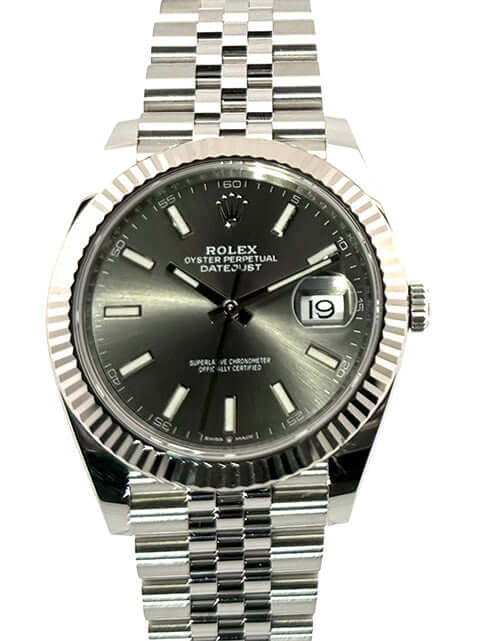 Rolex Datejust 41 Ref. 126334 in Edelstahl und Weißgold, Rhodium-Zifferblatt, Jubile-Armband, 41 mm Gehäuse, Chronometer, Automatikwerk.