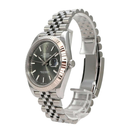 Rolex Datejust 41 Edelstahl Weißgold 126334 Rhodium Jubile-Band mit grauem Zifferblatt und Jubilé-Armband