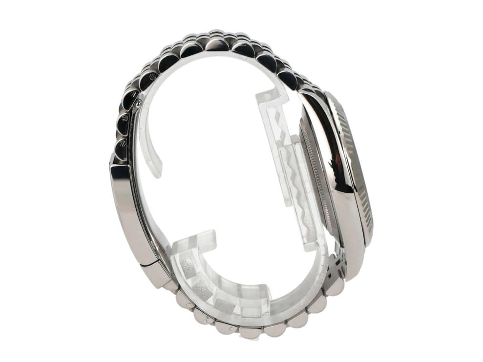 Rolex Datejust 41 Edelstahl Weißgold 126334 Rhodium Römisch Jubile-Band Ansicht des Jubile-Armbands und der Faltschließe.