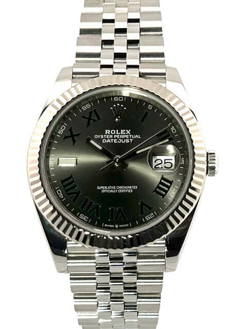 Rolex Datejust 41 Ref. 126334 Uhr Edelstahl Weißgold Rhodium Römisch Jubile-Band 41mm Gehäuse aus poliertem Edelstahl aus 2020