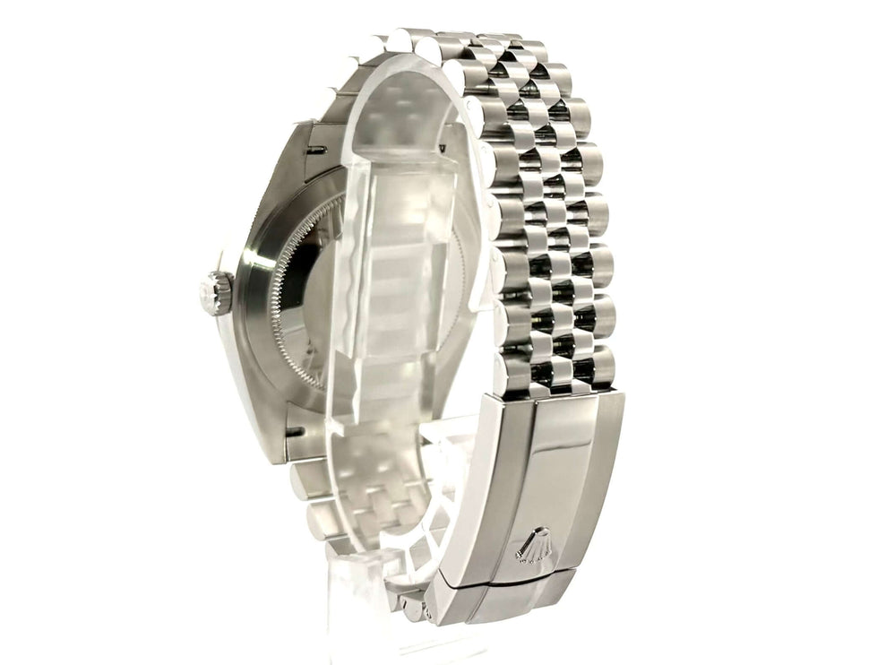 Rückseite der Rolex Datejust 41 Ref. 126334 mit Edelstahl Jubile-Band und Faltschließe