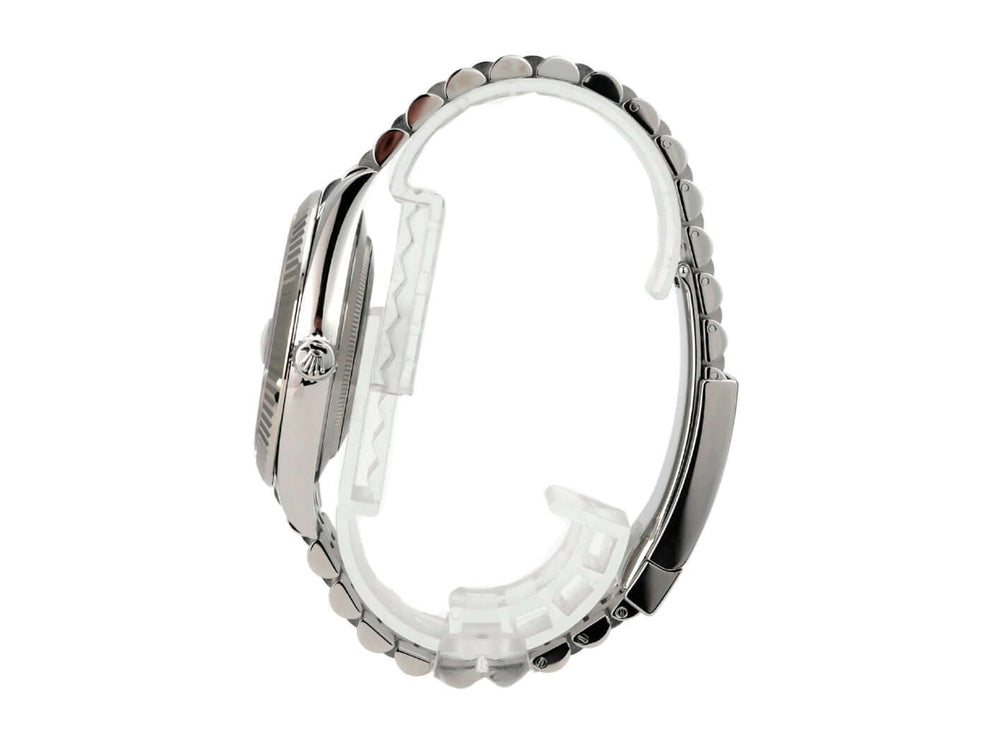 Rolex Datejust 41 Edelstahl Weißgold 126334 Rhodium Römisch Jubile-Band Seitansicht des Uhrarmbands.