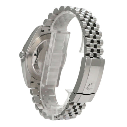 Rolex Datejust 41 Edelstahl Weißgold 126334 Rhodium Römisch Jubile-Band Armbandansicht mit Edelstahl und Weißgold.
