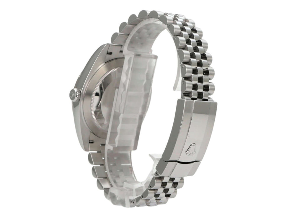 Rolex Datejust 41 Edelstahl Weißgold 126334 Rhodium Römisch Jubile-Band Armbandansicht mit Edelstahl und Weißgold.