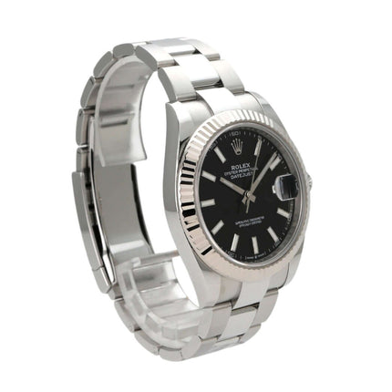 Rolex Datejust 41 Edelstahl Weißgold 126334 mit schwarzem Zifferblatt und 70 Stunden Gangreserve, elegant und robust.