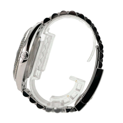 Rolex Datejust 41 Edelstahl Weißgold 126334 mit schwarzem Diamantzifferblatt und Jubile-Band