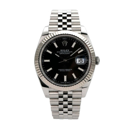 Rolex Datejust 41 Stainless Steel White Gold 126334 Black Jubilee Bracelet