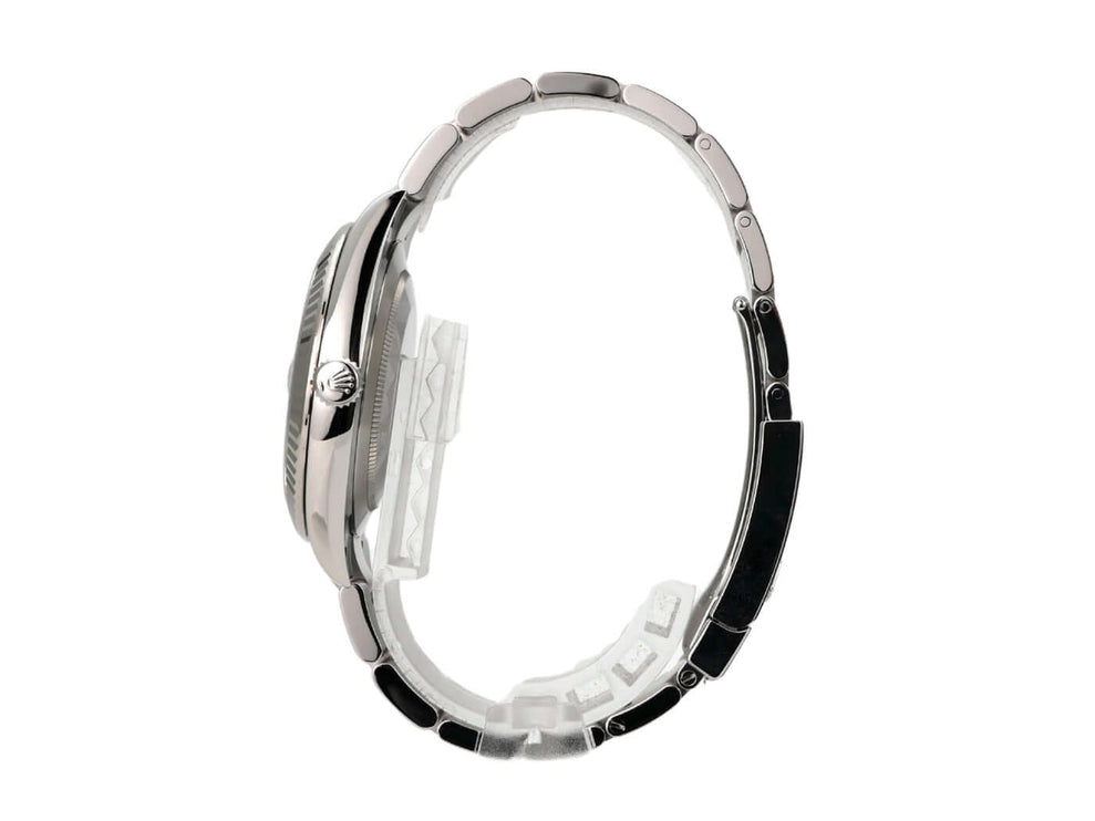 Rolex Datejust 41 Edelstahl Weißgold 126334 Weiß seitliche Ansicht des Gehäuses und Armbands