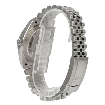 Rolex Datejust 41 Edelstahl Weißgold 126334 Weiß Jubile-Band seitliche Ansicht mit Jubile-Armband