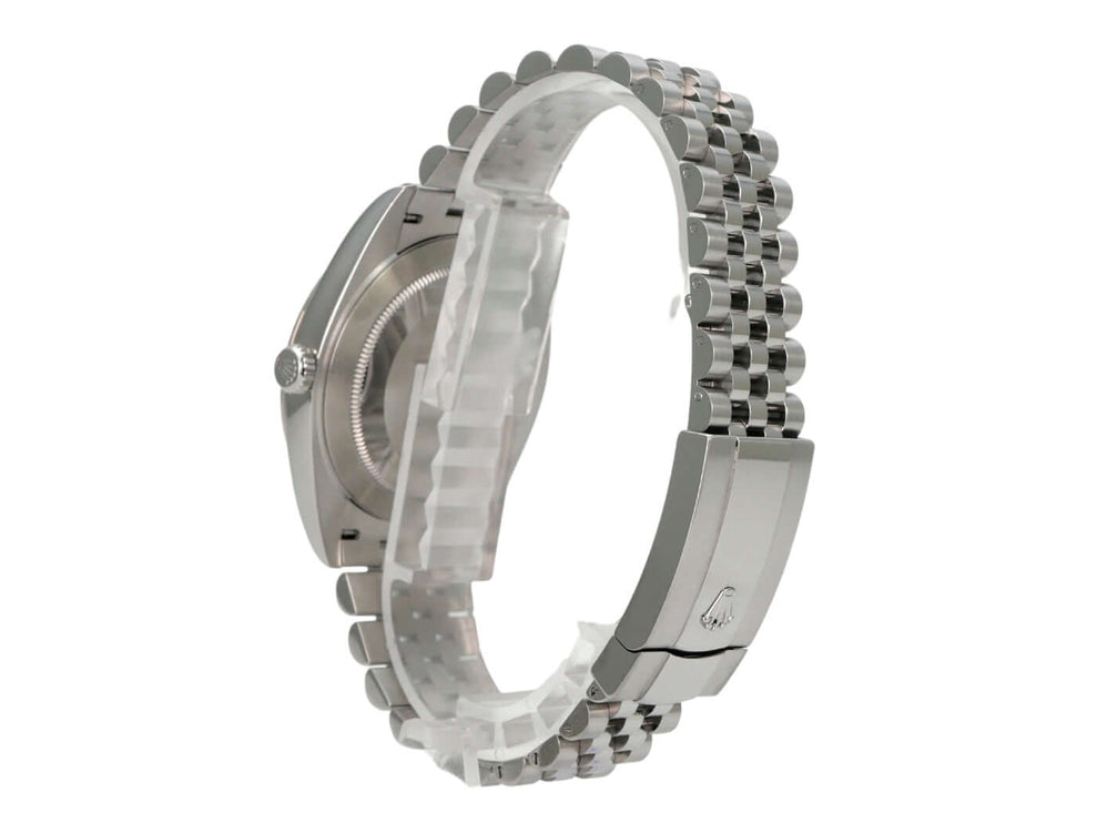 Rolex Datejust 41 Edelstahl Weißgold 126334 Weiß Jubile-Band, silbernes Gehäuse und Jubilé-Armband