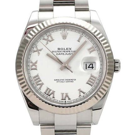 Rolex Datejust 41 Edelstahl Weißgold 126334 Weiß Römisch, weißes Zifferblatt, 41 mm, Oyster-Armband, Datumsanzeige