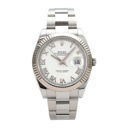Rolex Datejust 41 Edelstahl Weißgold 126334 Weiß Römisch mit weißem Zifferblatt und Oyster-Armband
