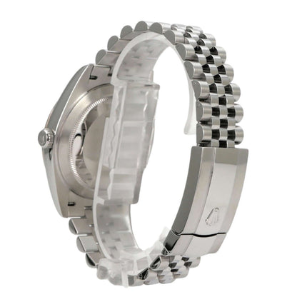 Rolex Datejust 41 Edelstahl Weißgold 126334 Weiß R Jubile-Band Ansicht von der Seite mit Jubilé Armband.