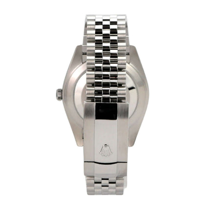 Rolex Datejust 41 Edelstahl Weißgold 126334 Weiß R Jubile-Band Rückansicht mit Jubilé-Armband