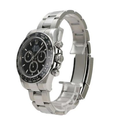 Rolex Daytona Edelstahl 126500LN Schwarz mit poliertem Edelstahlarmband und schwarzem Zifferblatt