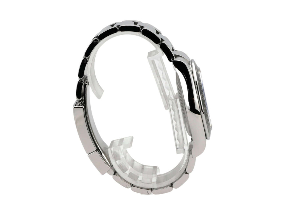 Rolex Daytona Edelstahl 126500LN Schwarz, seitliche Ansicht des Edelstahlarmbands und Gehäuses.