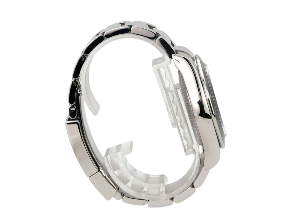 Rolex Daytona Edelstahl 126500LN Weiß seitliche Ansicht mit poliertem und satiniertem Armband