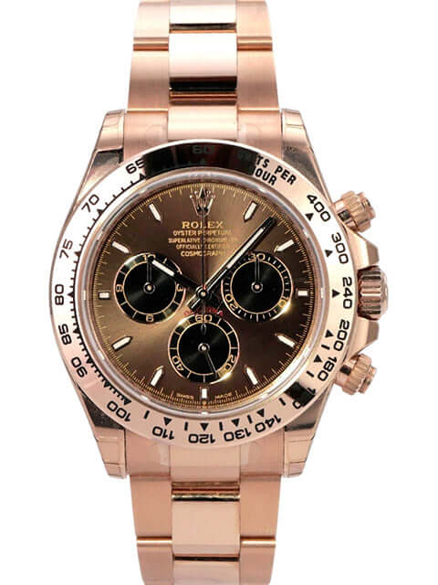 Rolex Cosmograph Daytona 126505 Everose-Gold Choco mit braunem Zifferblatt und schwarzem Totalisator.