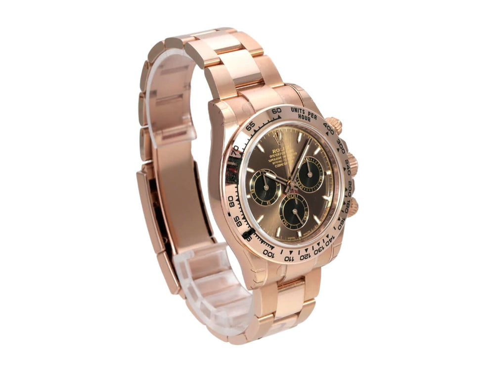 Rolex Cosmograph Daytona 126505 Everose-Gold Choco Uhr aus 18 kt Everose-Gold mit braunem Zifferblatt und chronographischen Totalisatoren.