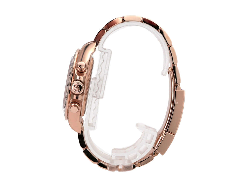 Rolex Cosmograph Daytona 126505 Everose-Gold Choco Ansicht von der Seite mit polierter Gehäuse und Armband.