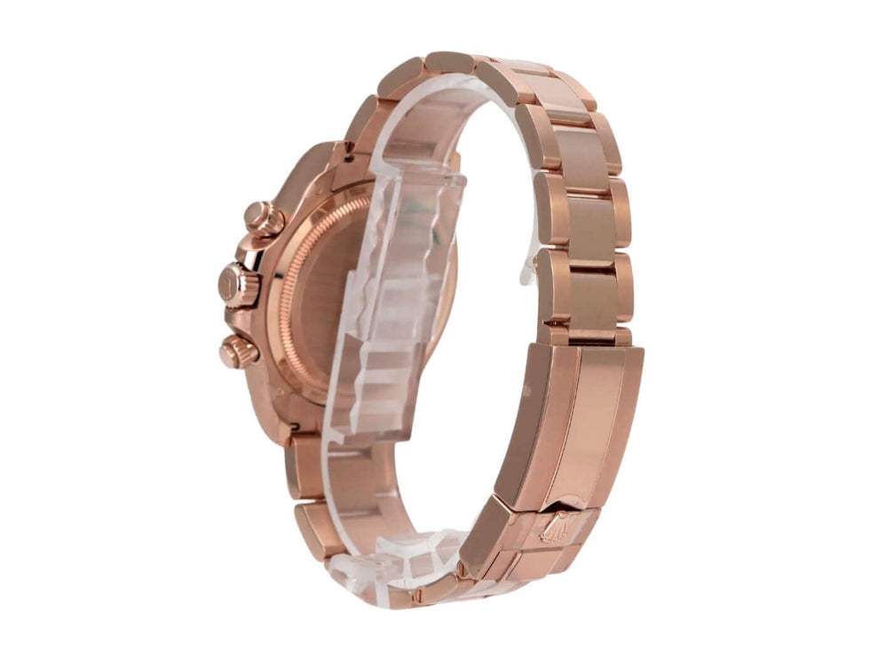 Rolex Cosmograph Daytona 126505 Everose-Gold Choco Detailansicht des 18 kt Everose-Gold Armbands und Gehäuses.