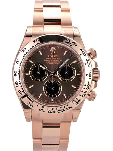 Rolex Cosmograph Daytona 126505 Everose-Gold Choco mit braunem Zifferblatt und 18 kt Everose-Gold Gehäuse.