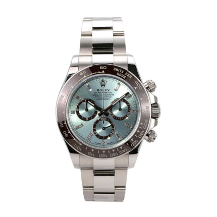 Rolex Daytona Platin 126506 Eisblau Diamant mit polierter Keramik und Eisblauem Zifferblatt
