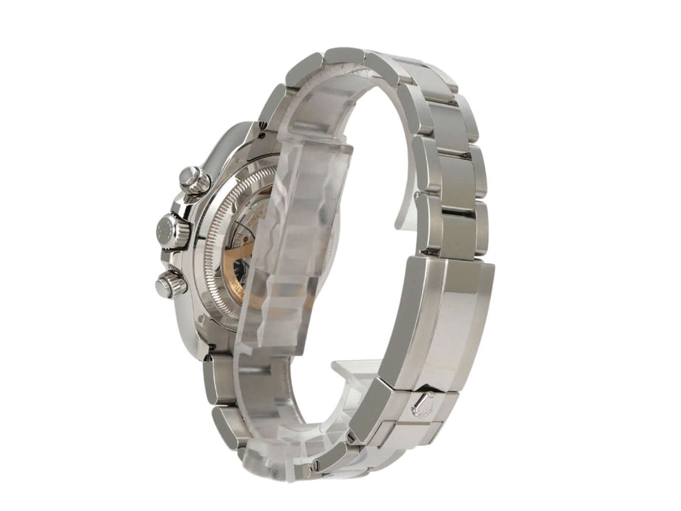 Rolex Daytona Platin 126506 Eisblau Diamant mit poliertem Platin-Armband und satiniertem Gehäuse.