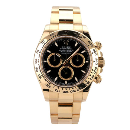 Rolex Daytona Gelbgold 126508 Schwarz - 40 mm Gehäuse, schwarzen Zifferblatt, Automatik und 18 kt Gelbgold Armband.