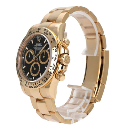 Rolex Daytona Gelbgold 126508 Schwarz, 40 mm Gehäuse, schwarzes Zifferblatt, 18 kt Gelbgold Armband