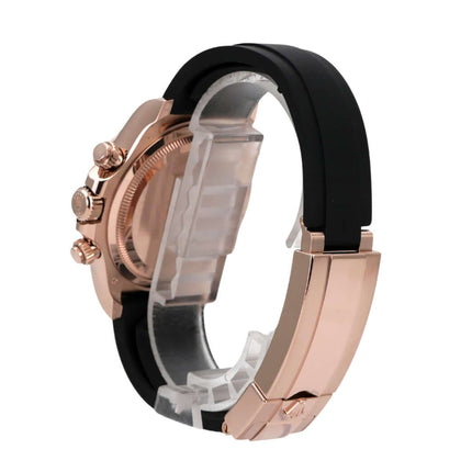 Rolex Daytona Everose-Gold 126515LN Schwarz Diamant Oysterflex Uhr mit schwarzem Armband und Gehäuse aus 18 kt Everose-Gold