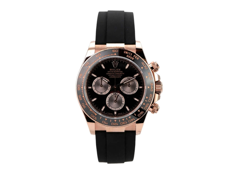 Rolex Daytona Everose-Gold 126515LN Schwarz Oysterflex mit schwarzem Zifferblatt und Keramiklünette