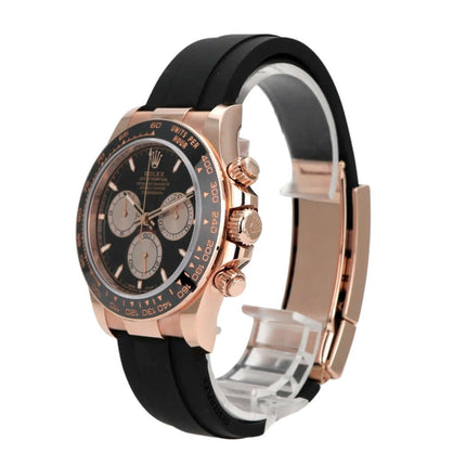 Rolex Daytona Everose-Gold 126515LN Schwarz Oysterflex mit schwarzem Zifferblatt und Keramiklünette