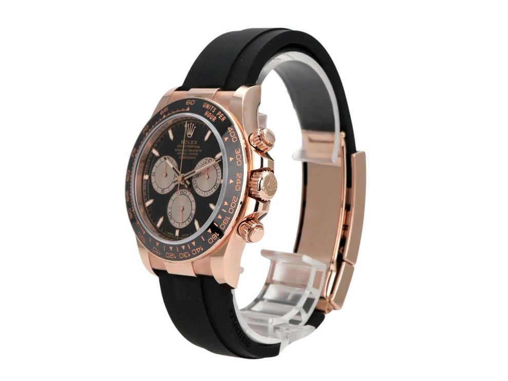 Rolex Daytona Everose-Gold 126515LN Schwarz Oysterflex mit schwarzem Zifferblatt und Keramiklünette