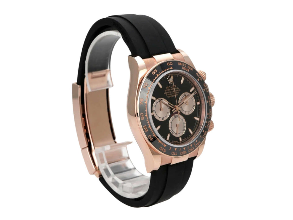 Rolex Daytona Everose-Gold 126515LN Schwarz Oysterflex, schwarzes Zifferblatt und Keramiklünette