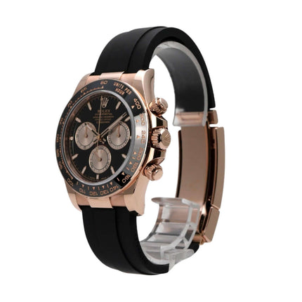 Rolex Daytona Everose-Gold 126515LN mit schwarzem Oysterflex-Armband und schwarzem Zifferblatt