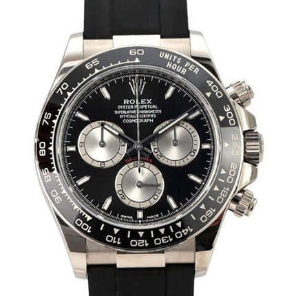 Rolex Daytona 126519LN Weißgold Oysterflex Schwarz, 18 kt Weißgold, schwarzes Zifferblatt und Keramik-Lünette